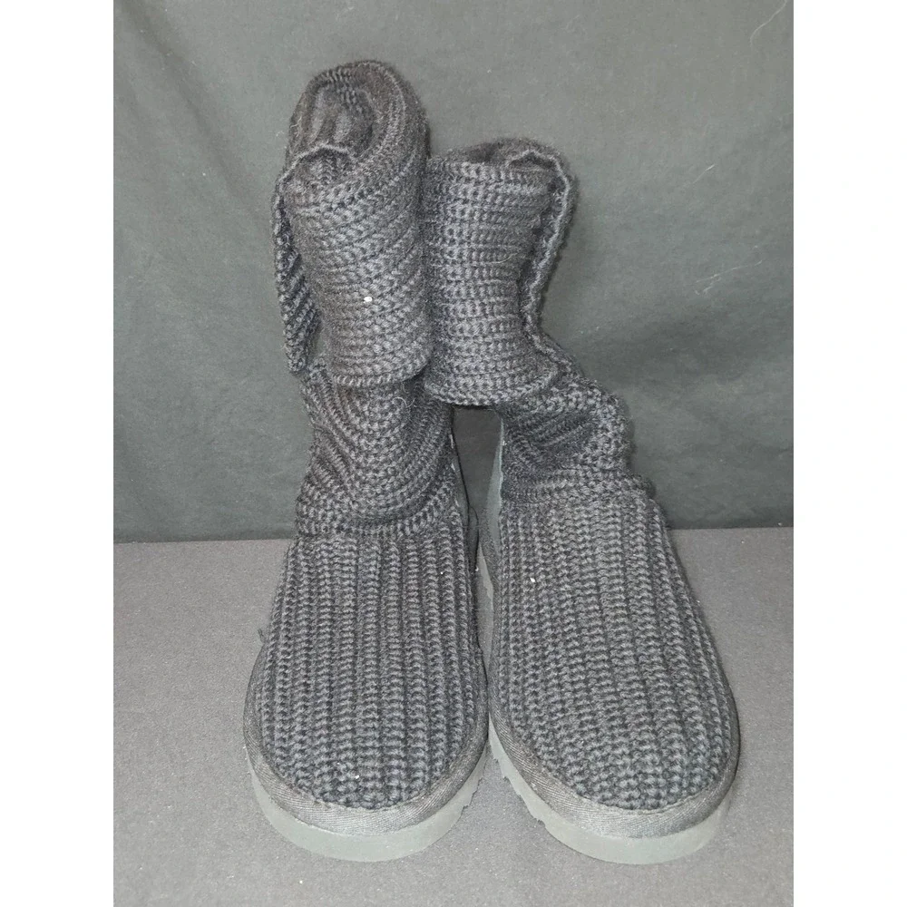 UGG Australia Bailey Button Triplet Knit Boots Black Women's Size‎ 6